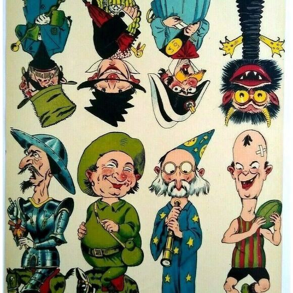 Vintage Print Original Game Cube Artwork France 8 Different Wizard Creature 1920 - Picture 5 of 12